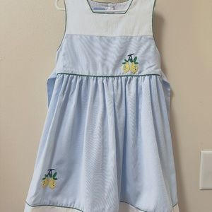 Sleeveless Easter Dress with Lemon Embroidery and Sash